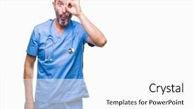  Presentation with eye medical - PPT theme having background doing ok gesture shock background and a  colored foreground