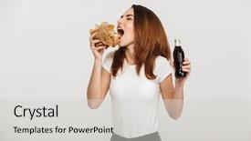  Presentation with soda - Cool new PPT theme with background eating burger drinking soda backdrop and a light gray colored foreground