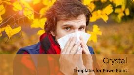  Presentation with influenza vaccine - Audience pleasing presentation consisting of background fall flu season ill backdrop and a gold colored foreground