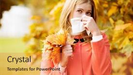  Presentation with influenza vaccine - Colorful PPT layouts enhanced with background fall flu season ill backdrop and a coral colored foreground