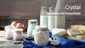  Presentation with dairy products - Colorful slide deck enhanced with background farm - set of dairy products backdrop and a  colored foreground