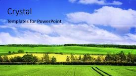  Presentation with abstract spring green - Cool new PPT theme with background farm - spring green landscape backdrop and a light blue colored foreground
