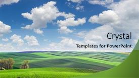  Presentation with panoramic - Slide set having background farm - wonderful panoramic view of fields background and a light blue colored foreground