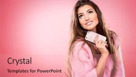  Presentation with lady - Colorful presentation theme enhanced with background fashion gadgets and electronics backdrop and a lemonade colored foreground