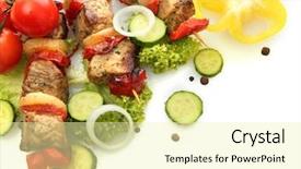  Presentation with meat food - Cool new presentation with background food - tasty grilled meat and vegetables backdrop and a blonde colored foreground