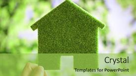  Presentation with green building - Presentation theme enhanced with background for future residential building background and a yellow colored foreground