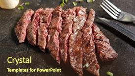  Presentation with fresh meat - Beautiful presentation design featuring background fresh juicy medium rare backdrop and a tawny brown colored foreground