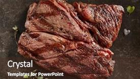  Presentation with alternative - Colorful presentation design enhanced with background fresh juicy medium rare backdrop and a tawny brown colored foreground