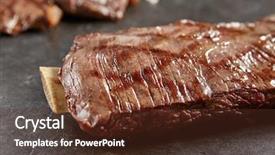  Presentation with meat beef - Slide deck featuring background fresh juicy medium rare background and a tawny brown colored foreground