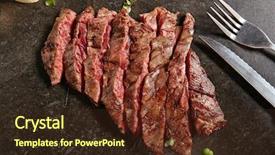  Presentation with beef meat soup stew - PPT layouts with background fresh juicy medium rare background and a tawny brown colored foreground