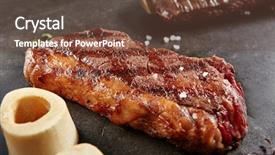  Presentation with fresh meat - PPT theme consisting of background fresh juicy medium rare background and a tawny brown colored foreground