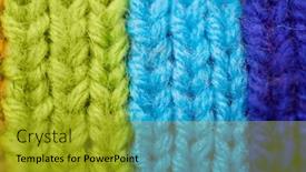  Presentation with wool - PPT layouts consisting of background-from-knitted-rainbow-texture background and a gold colored foreground