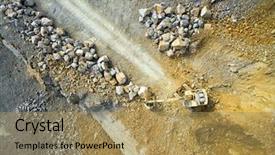  Presentation with excavator - Audience pleasing PPT theme consisting of background from landscape after mining backdrop and a coral colored foreground