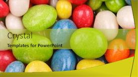  Presentation with sweets - Beautiful presentation design featuring background-from-multicolored-sweets-covered backdrop and a yellow colored foreground