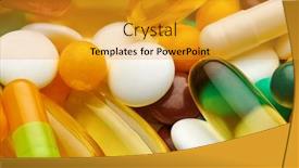  Presentation with pharmacy pharmaceutical medicament - Slide set featuring background-from-set-of-pills background and a gold colored foreground