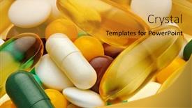  Presentation with medicament - Slides enhanced with background-from-set-of-pills background and a gold colored foreground