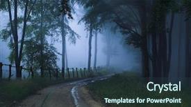  Presentation with mystic - Theme with foggy mystical forest background and a ocean colored foreground