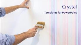  Presentation with handyman - Beautiful presentation theme featuring background glue for a wallpaper backdrop and a sky blue colored foreground