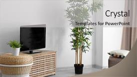  Presentation with living room - Slide deck consisting of background hd - modern tv set on stand background and a light gray colored foreground