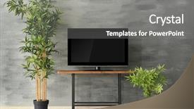  Presentation with living room - PPT layouts featuring background hd blank - modern tv set on stand background and a gray colored foreground