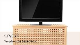  Presentation with stand - Audience pleasing slides consisting of background hd blank - modern tv set on stand backdrop and a coral colored foreground