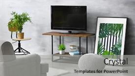  Presentation with living room - Colorful presentation theme enhanced with background hd blank - modern tv set on stand backdrop and a light gray colored foreground