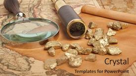  Presentation with map vintage - Cool new theme with background history - gold nuggets and vintage brass backdrop and a gold colored foreground