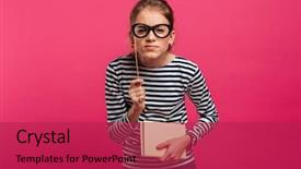  Presentation with teenage girl - Amazing presentation design having background holding book and fake backdrop and a red colored foreground