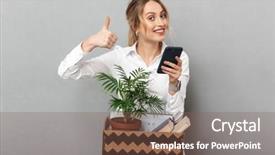  Presentation with business book - Beautiful slide deck featuring background holding box with plant backdrop and a violet colored foreground