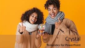  Presentation with winter - Slides featuring background holding christmas snow globe background and a red colored foreground