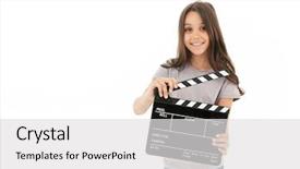  Presentation with cute - Cool new theme with background holding film making clapperboard backdrop and a light gray colored foreground