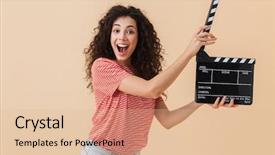  Presentation with cute - Theme featuring background holding film making clapperboard background and a lemonade colored foreground