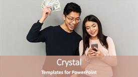  Presentation with mobile money - Presentation theme consisting of background holding money and mobile background and a coral colored foreground