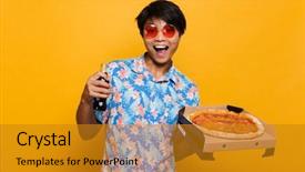  Presentation with asian carp - Audience pleasing theme consisting of background holding pizza drinking soda backdrop and a gold colored foreground