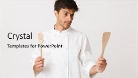  Presentation with for career chef - Amazing slide deck having background holding spoon and spade backdrop and a  colored foreground