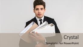  Presentation with tired - PPT theme featuring background holding stack of folder background and a light gray colored foreground