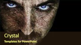  Presentation with horror evil - Beautiful presentation theme featuring background horror - spooky scary face with evil backdrop and a tawny brown colored foreground