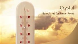  Presentation with hot thermometer - Presentation theme with background hot summer weather background and a cream colored foreground