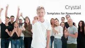  Presentation with microwave imaging image of modern - Cool new presentation design with background-image-happy-guy-pointing backdrop and a white colored foreground