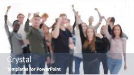  Presentation with casual young people - Slide deck featuring background-image-of-a-casual background and a ocean colored foreground