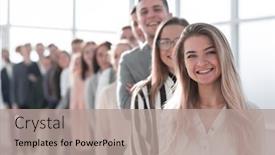  Presentation with diverse people - PPT layouts featuring background-image-of-a-group background and a coral colored foreground