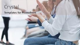  Presentation with team - Slide deck enhanced with background-image-of-a-young background and a coral colored foreground