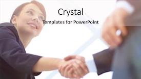  Presentation with partners - Audience pleasing presentation consisting of background image of business partners backdrop and a sky blue colored foreground