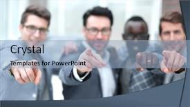  Presentation with team - Amazing slide set having background image of business team backdrop and a light blue colored foreground