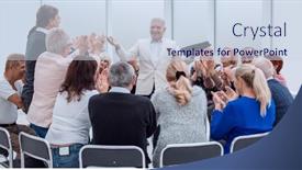  Presentation with conference - Presentation theme having background-image-of-the-seminar background and a sky blue colored foreground