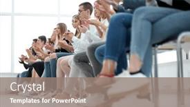  Presentation with people - PPT theme featuring background-image-of-young-people background and a gray colored foreground