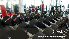  Presentation with gym - Beautiful PPT layouts featuring background-image-row-of-dumbbells backdrop and a dark gray colored foreground