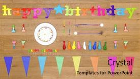  Presentation with happy birthday cake - Cool new slide deck with background image with an array backdrop and a coral colored foreground