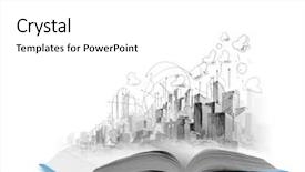  Presentation with technical - Colorful slide set enhanced with background image with model sketch backdrop and a  colored foreground