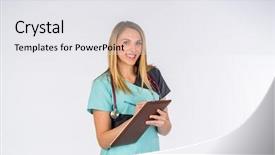  Presentation with nurse in night duty - Audience pleasing theme consisting of background in a studio environment backdrop and a white colored foreground